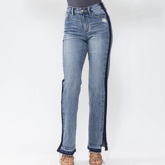 Judy Blue Denim - Judy Blue High Waist Side Seam Detail Straight Jean Size 24W